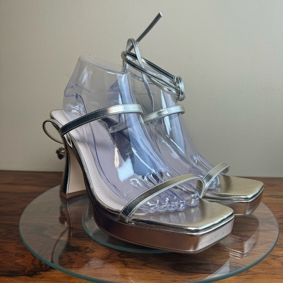 Gold Strappy Heeled Sandals - Picture 6 of 16